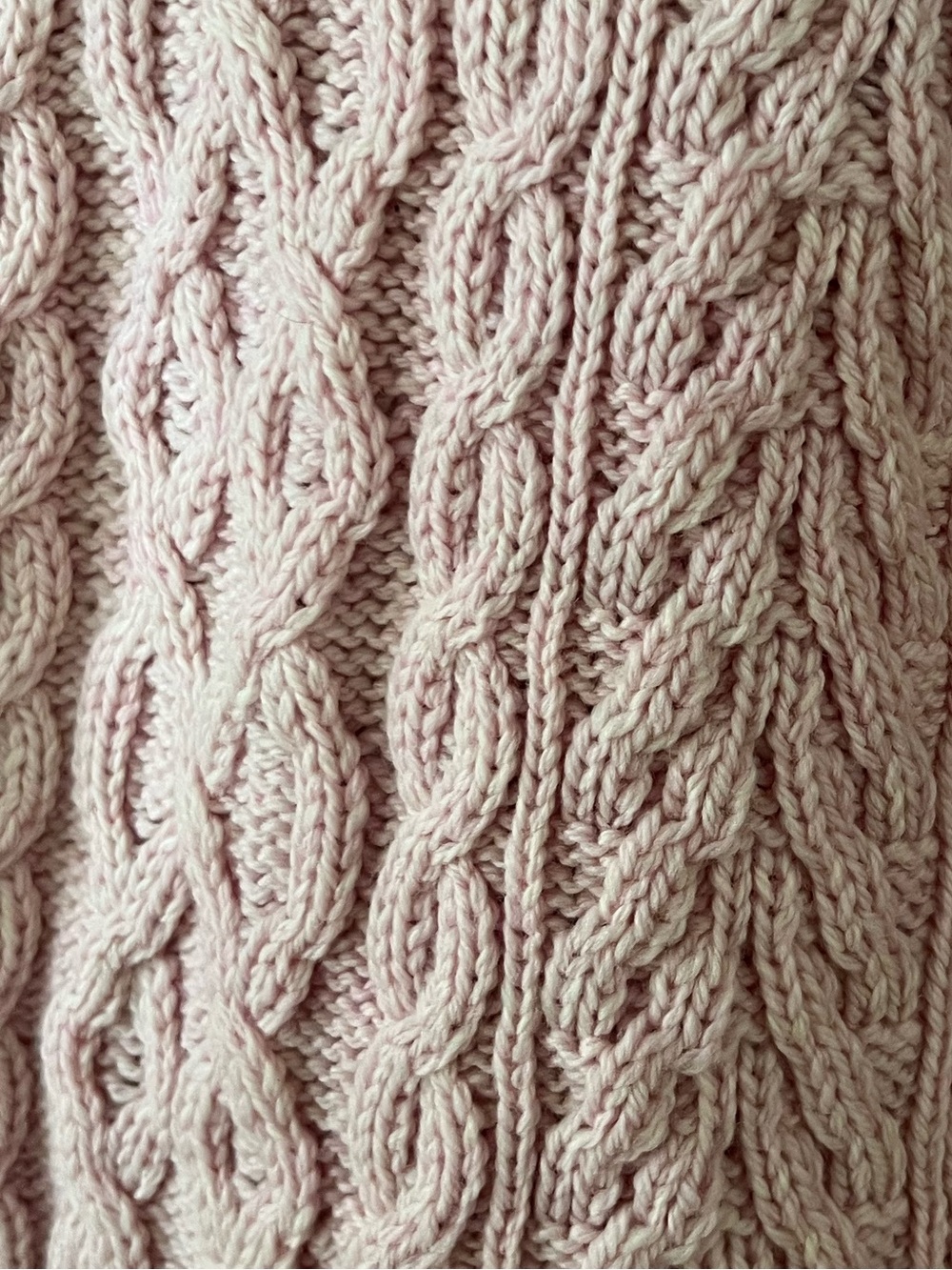 Aran Crafts Pink Merino Wool Quarter Zip Cable Knit Sweater M - Picture 7 of 10